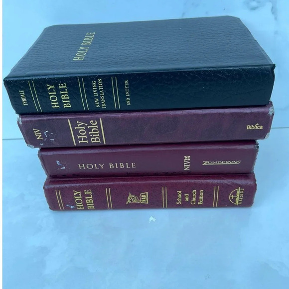 Four Holy Bibles Maroon and Black Sz 9"x6" - Picture 1 of 11